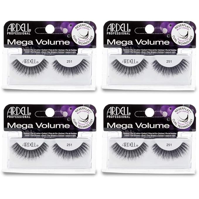 Ardell Mega Volume Lash 251 Multi-Layered False Lashes with Curl Technology, 4 pairs