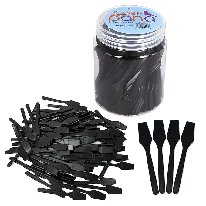 100 Pieces Cosmetic MakeUp Disposable Plastic 2.5" Spatulas For Skin Care Facial Cream Mask Spatula (BLACK)