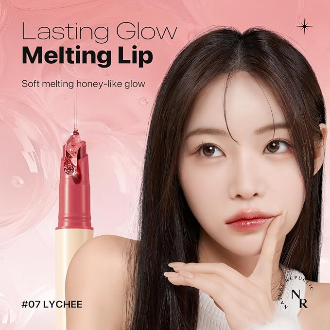 Nature Republic HONEY MELTING LIP (07 LYCHEE) SOFT LIP STICK, Hydrating Gloss, Moisturizing balms, Sheer tint, Shine & Glowy Finish, korean make up