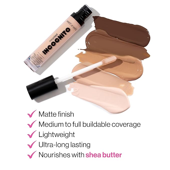 wet n wild Mega Last Incognito All-Day Full Coverage Liquid Matte Concealer, Medium Neutral
