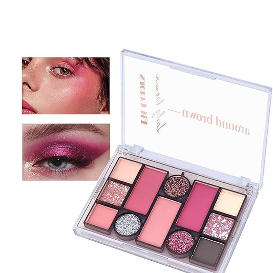 12 Colors Mini Glitter Eyeshadow Makeup Palette, Sexy