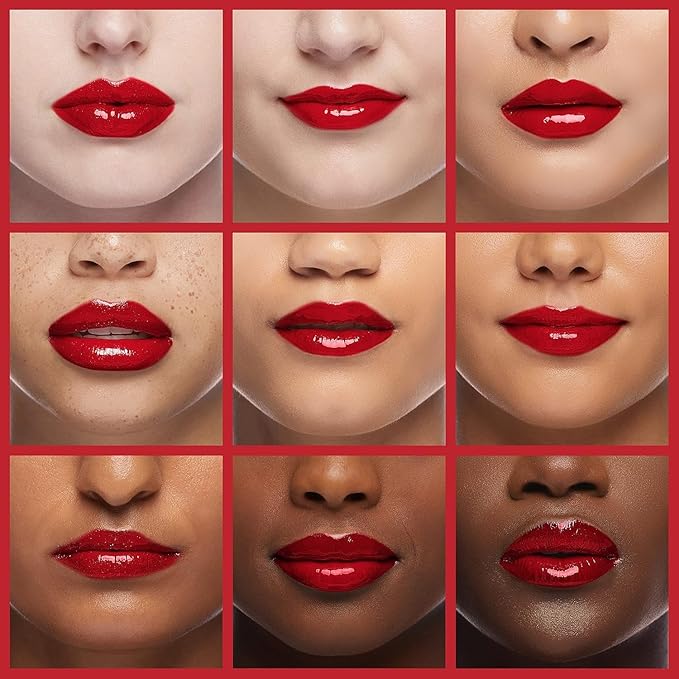 Palladio Lip Gloss, Non-Sticky Lip Gloss, Contains Vitamin E and Aloe, Offers Intense Color and Moisturization, Minimizes Lip Wrinkles, Softens Lips with Beautiful Shiny Finish, Ruby Red