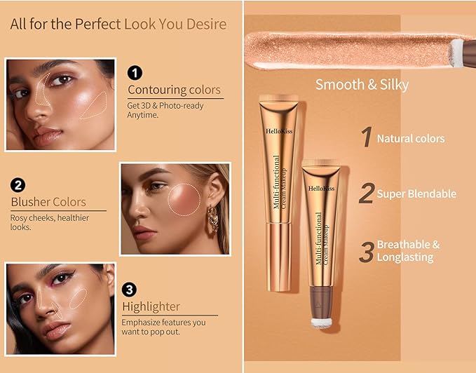 Go Ho Liquid Contour Beauty Wand,Blendable Super Silky Medium Brown