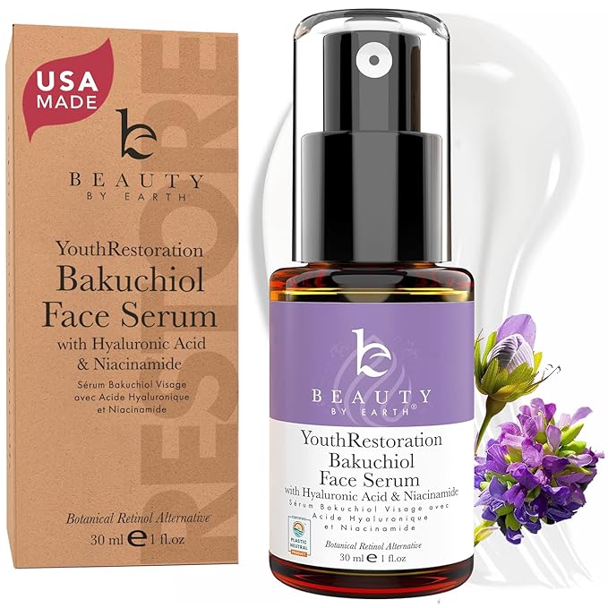 Bio Retinol Alternative Bakuchiol Serum - Smooths Skin & Reduces Fine Lines, USA Made with Natural & Organic Ingredients, Anti-Aging Skin Care Formula, Vegan, Cruelty Free