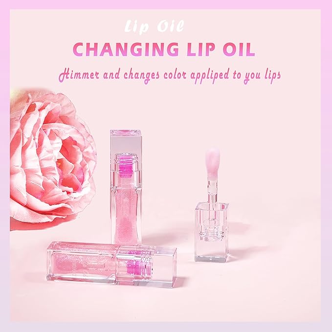 Magic Color Changing Moisturizing Lip Glow Oil, Big Brush Plumping Lip Oil, Plumping Glimmer Glow Lipstick, Fresh Texture Lip Oil, Hydrating Lip Glow Oil, Non-Sticky Long Lasting Lip Oil Gloss