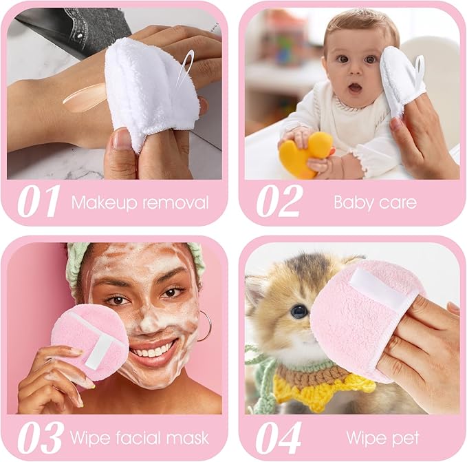 Ouligay 2pcs microfiber reusable makeup