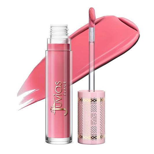Juvia's Place Smoothie Lip Gloss Strawberry Bliss - Hydrating Cream Lipgloss w/Pink & Mauve Tones - Non Sticky Plumping Glosses - High Shine Lipgloss for Women -Lip Plumper w/Cocoa Butter & Chia Oil