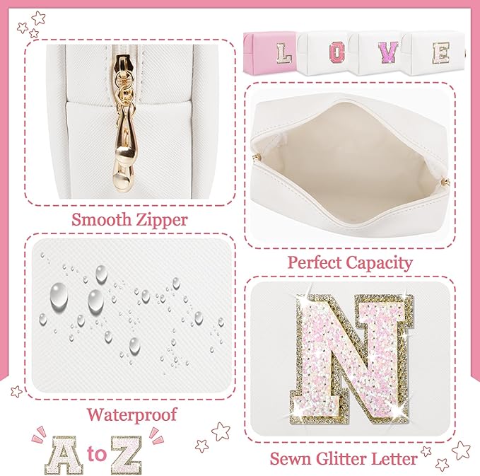 Personalized initial letter makeup bag,