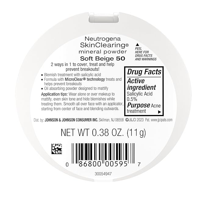 Neutrogena SkinClearing Mineral Acne-Concealing Pressed Powder Compact, Shine-Free 38 oz