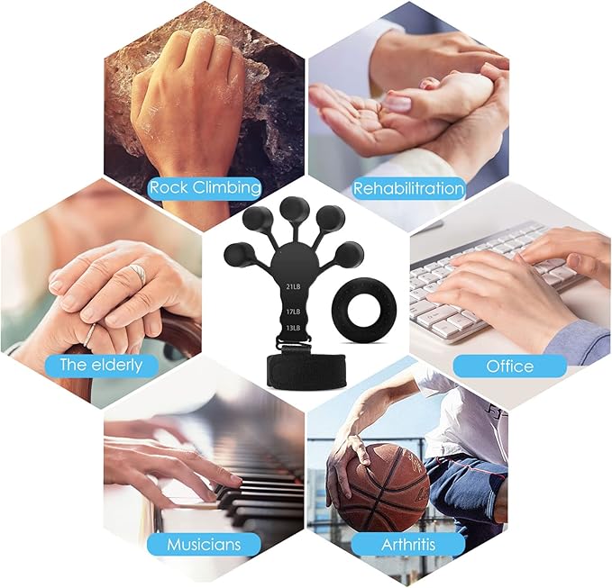 Gripster,Finger Strengthener and Grip Strength Trainer,Finger Exerciser,Vein Grip,Forearm 6 Level