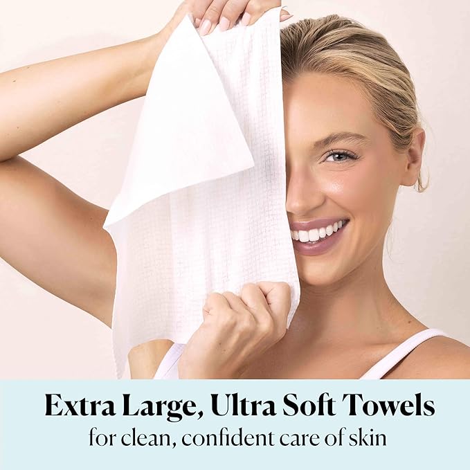 Sky Organics - Gentle Clean Face Towels (1-Pack) - 50 XL Single-Use Face Wipes - Ultra Soft & Dual Textured - Disposable Towel - Makeup Remover Wipes - Cruelty Free - Skin Care Tools - Self Care