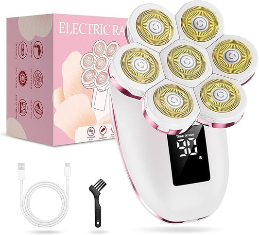 Electric Razors for Women,7D Gifts for Women,Cordless Electric Shaver with Detachable Head Wet/Dry Facial Hair Remover for Legs Painless Water Resistant (Pink)