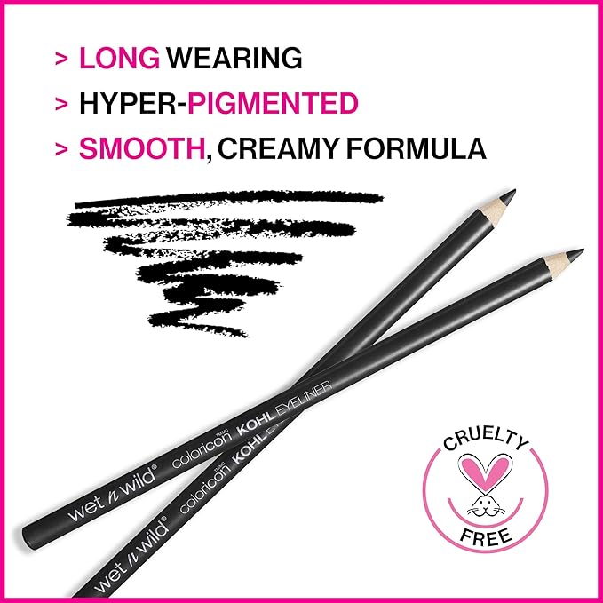 wet n wild Mega Slicks Lip Gloss & Color Icon Eyeliner Pencil Bundle - Long Lasting Gloss with Hyaluronic Acid & Smooth Creamy Black Eyeliner