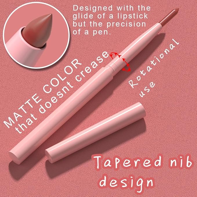 evpct Orange Matte Creamy Retractable Lip Liner Pencils for Shaping & Sculpting Lips, Lip Pencils for Women Long Lasting Waterproof Rich Lip Colors Liner Crayon Lipstick delineador de labios 03