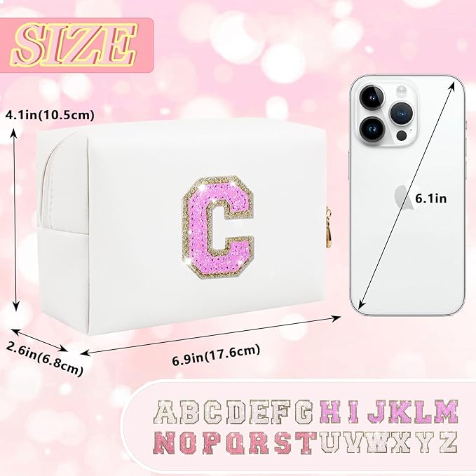 Personalized initial letter makeup bag,