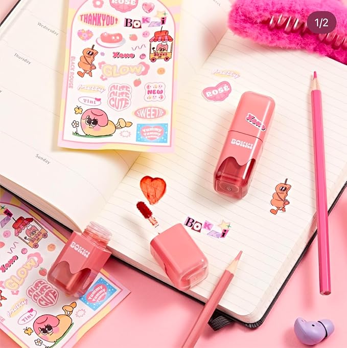 Glow Bokki Glossy Lip Tint, Korean Beauty (GB06 Cheese Coral, 4.1 grams)