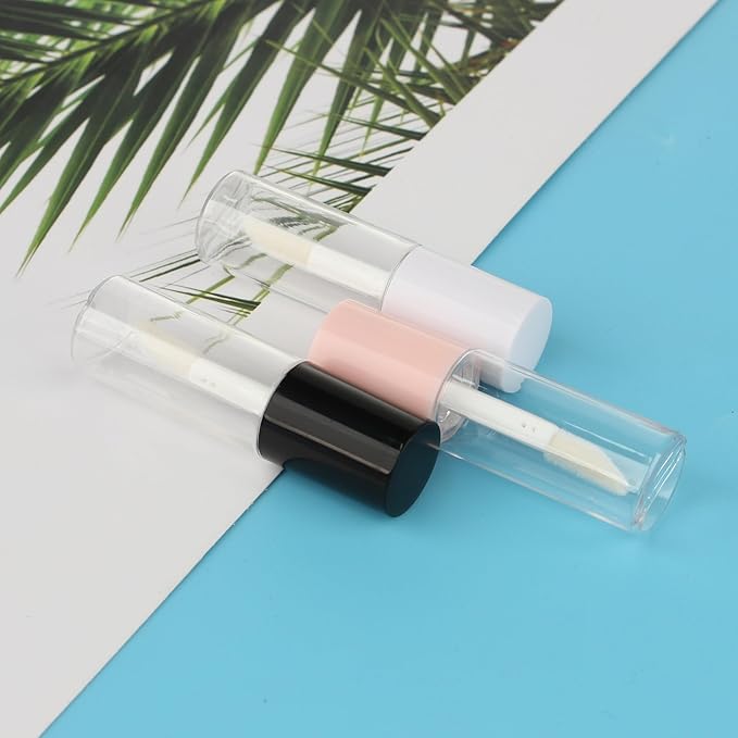 COSIDEA 50pcs 3ml mini lip gloss tubes Bulk Sample size Round Pink lipgloss cotainer pack bottles