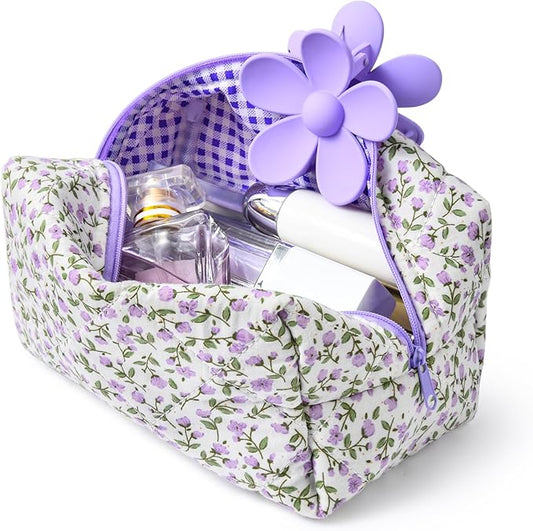 Soidram quilted makeup bag floral