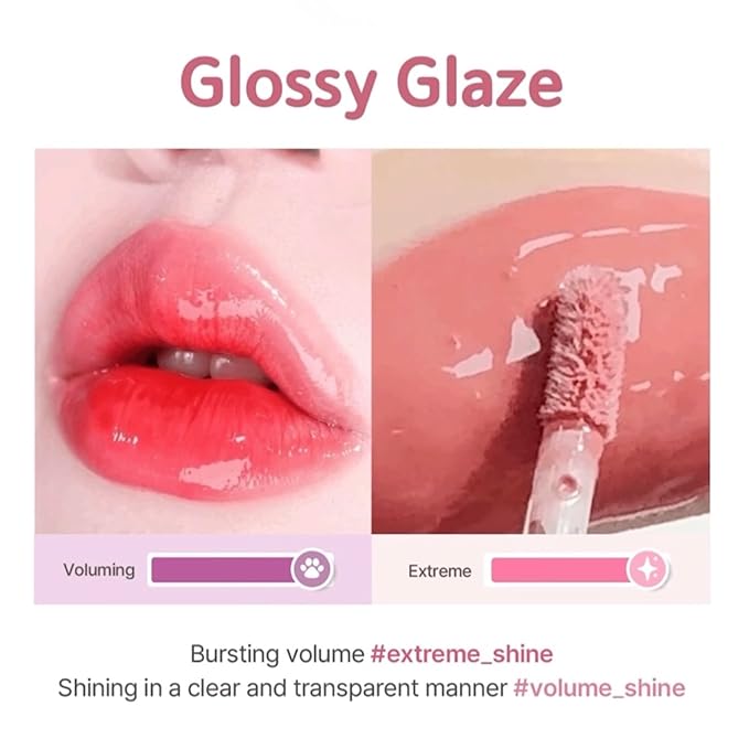 Chewy Lip Glaze, High Shine Lip Gloss, Korean Beauty (GZ02 Fig Fuzz, 3.5 grams)
