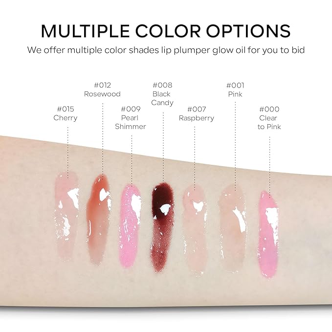 Hydrating Lip Glow Oil, Plumping Moisturizing Lip Oil Gloss, Smooth Lip Lines Plump Lip,Transparent Plumping Clear Glossy Tinted Balm Care 0.2Fl oz #Pink