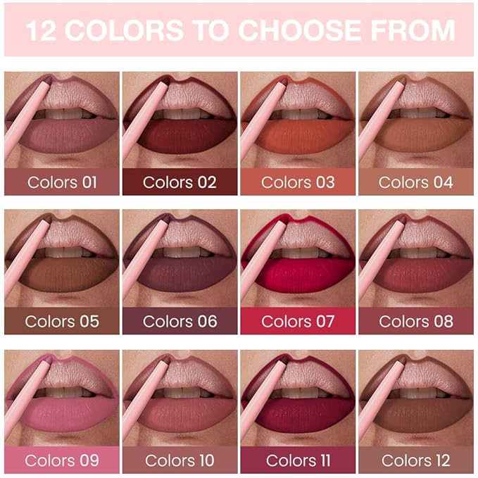 evpct Orange Matte Creamy Retractable Lip Liner Pencils for Shaping & Sculpting Lips, Lip Pencils for Women Long Lasting Waterproof Rich Lip Colors Liner Crayon Lipstick delineador de labios 03