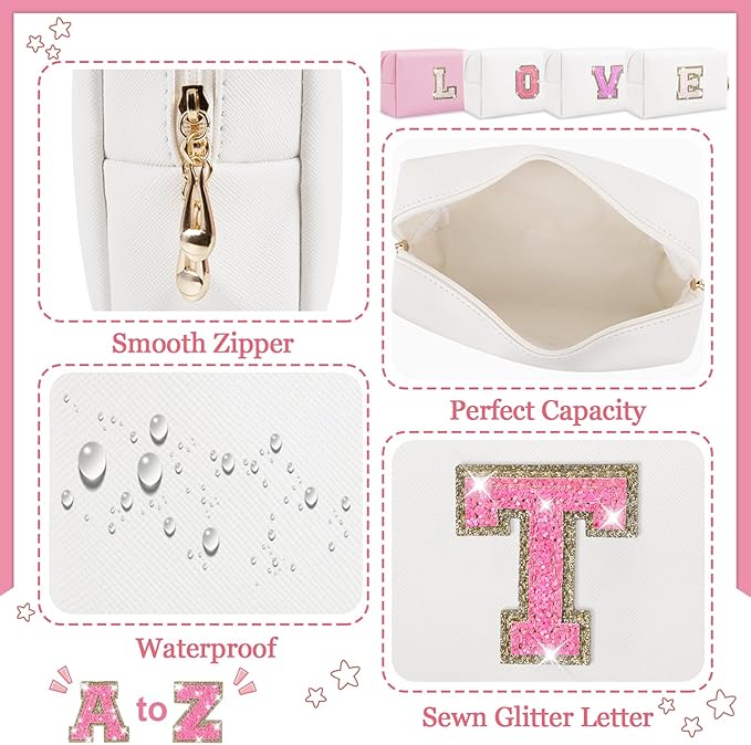 Personalized initial letter makeup bag,