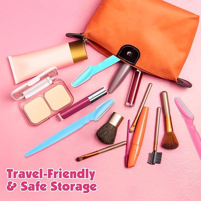 100 Pcs Eyebrow and Face Razors for Women and Men, Multi-Color Hair Trimmers with Protective Covers, Safe and Newbie-Friendly