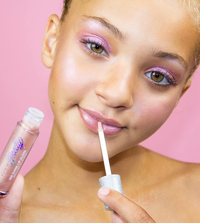 Petite 'n Pretty Makeup Set for Kids (Gold) - Face & Body Makeup for Kids, Tweens, Teens - Highlighter, Body Shimmer Glitter, Lip Gloss, Makeup Brush, Made in the USA