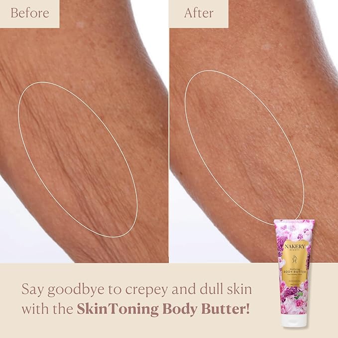 Nakery Skin Toning Body Butter - Firming Body Moisturizer for Women - Peptide Infused Body Cream for Dry & Sagging Skin - Firming Body Cream for Face, Neck, Shoulders, Arms & Legs - Enchanted Lilac