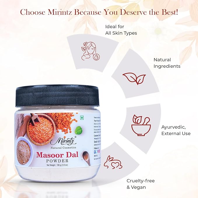 100% Natural Masoor Dal Powder | () Organic Face 3.5 Oz