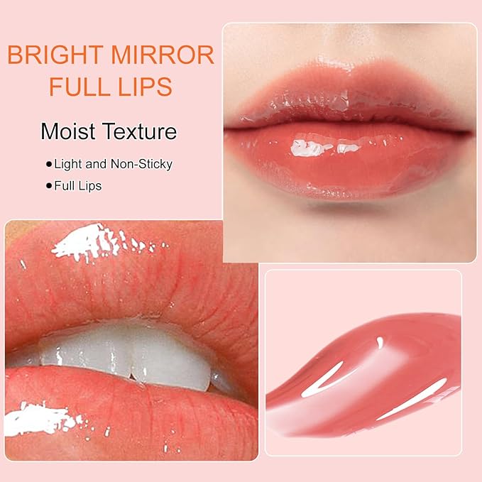 Hydrating Lip Glow Oil, Moisturizing Lip Plumper Gloss, No-Sticky Transparent Plumping Lip Gloss Tinted Lip Balm for Lip Care and Dry Lips (Cherry)