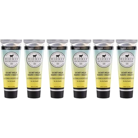 Dionis - Goat Milk Skincare Scented Hand Cream (1 oz) Set of 6, Moisturizing Lotion for Dry Skin, Good for Sensitive Skin, Cruelty-free and Paraben-free (Island Colada)