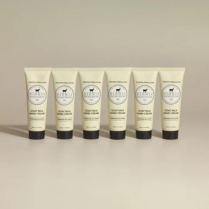 Dionis - Goat Milk Skincare Scented Hand Cream, Travel Size Self Care Moisturizing Lotion For Women, Vitamins & Minerals Hydrate Dry Skin - Cruelty Free, Paraben Free, Vanilla Chai, 1oz Set of 6