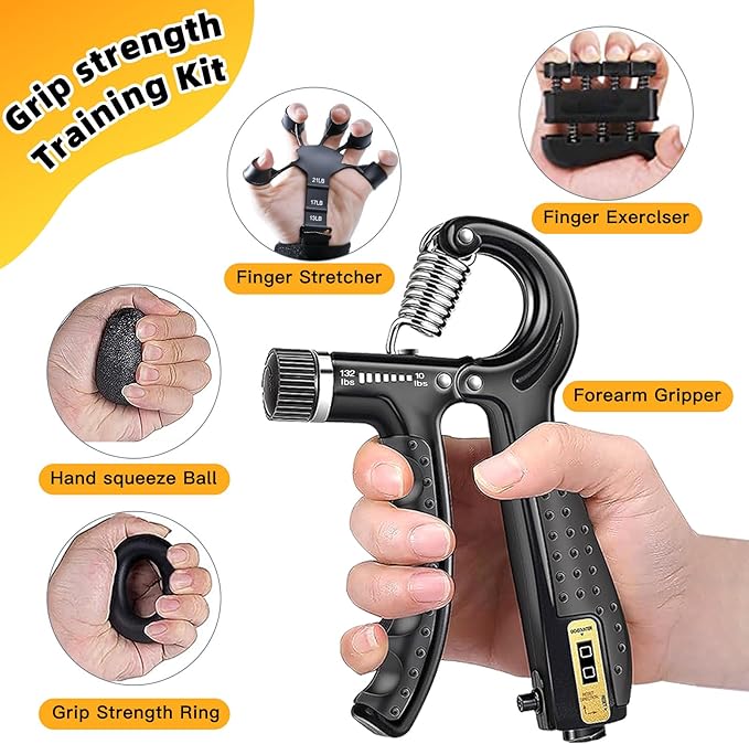 Grip Strength Trainer Kit with Finger Exerciser (5 Pack)