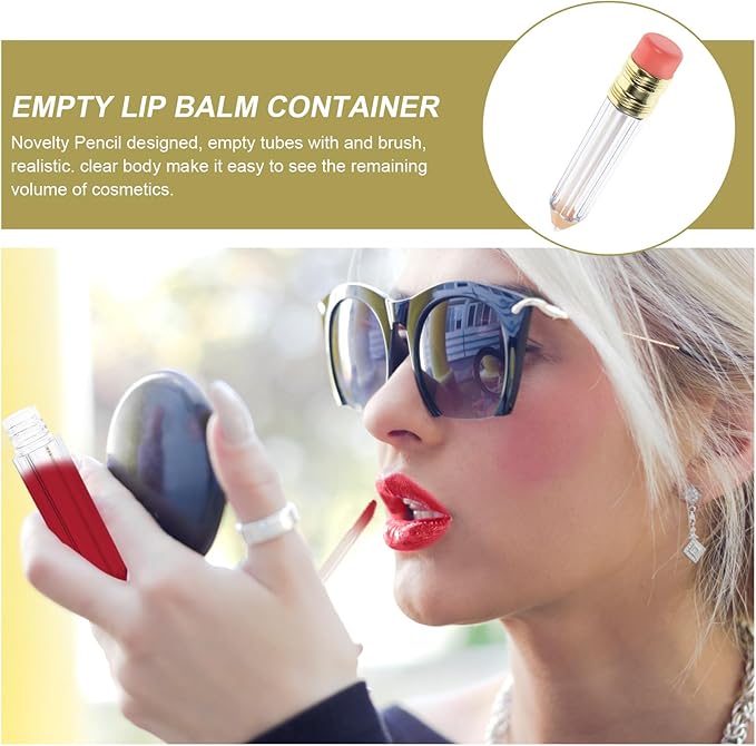 Garneck 12pcs Pencil Shaped Empty Lip Gloss Tubes 5ml Refillable Gloss Bottles For Diy Cosmetics Clear Mini Lip Oil Containers Novelty Lip Glaze Bottles For Women Girls