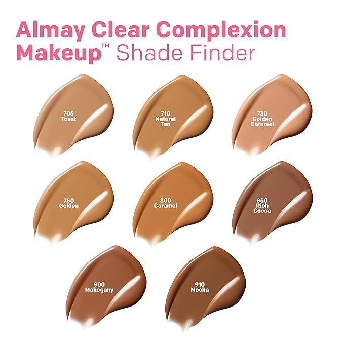 Almay Clear Complexion Acne Foundation Makeup with Salicylic Acid, Medium Coverage, Soft Matte Finish, Hypoallergenic, Cruelty- & Fragrance-Free, Dermatologist Tested, 600 Sun Beige, 1 fl oz