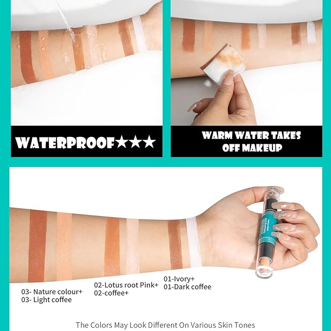 MEICOLY 2-in-1 Highlighter Contour Stick,Cool Toned Contour Stick,Makeup Shaping Stick,03