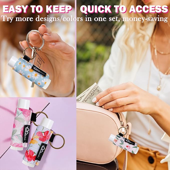 WK IEASON 8PCS Lip Balm Holder Keychain Bulk Gloss