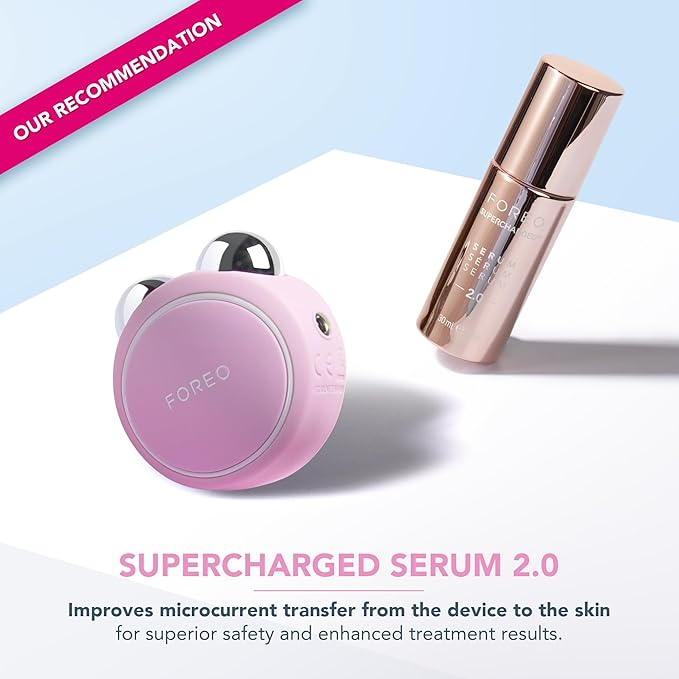 FOREO BEAR Mini Microcurrent Facial Device - Face Sculpting Tool - Firm & Contour - Reduce Double Chin - Non-Invasive - Increases Absorption of Facial Skin Care Products - Pearl Pink