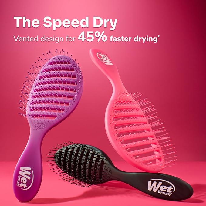 Wet Brush Speed Dry Hair Brush, Black, Vented Design & Soft HeatFlex Bristles, Blow Dry Safe, Ergonomic Handle Manages Tangles & Uncontrollable Strands, Pain-Free Hair Accessories