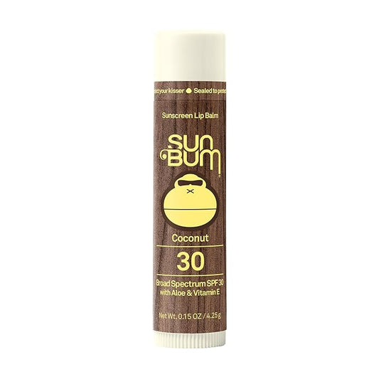 Sun Bum SPF 30 Sunscreen Coconut Lip Balm - Moisturizing Aloe Vera and Vitamin E - Vegan and Cruelty Free - Broad Spectrum UVA/UVB Lip Protection - 0.15 oz Stick