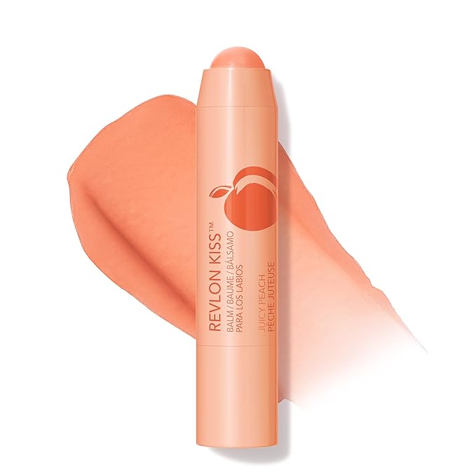 Revlon Kiss Tinted Lip Balm with SPF 20, Hydrating, Flavored, Infused with Natural Fruit Oils, 015 Juicy Peach, 0.09 oz