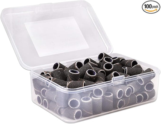 PANA 100 Pieces Nail Sanding Bands Professional Nail Manicure Great Fit for Nail Drill Bits for Acrylic Nails (150 Grit, Black)
