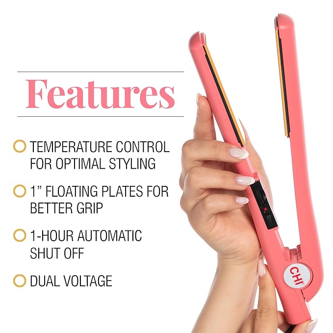 CHI Ceramic Series Flat Iron, Hair Straightener for Silky, Smooth Hair, 1" Iron, Sweet Coraline