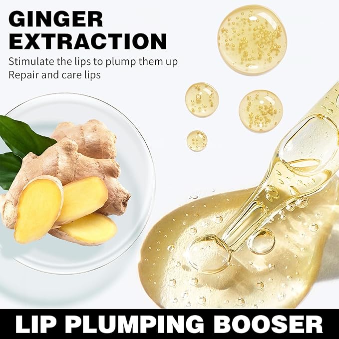 Erinde Natural Ginger Lip Plumping Booster Oil, Ultra-Hydrating & Nourishing Plumper, Glossy Finish Fuller Lip Plumper Gloss for Women Girls, G06