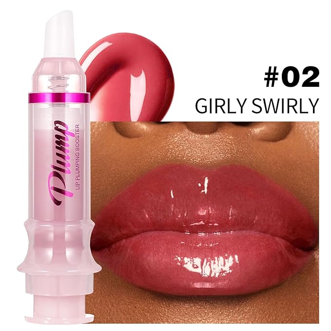 Erinde Lip Plumper Gloss, Natural Ginger Lip Plumping Booster Lip Plumping Oil, Ultra-Hydrating & Nourishing Plump Lip Plumper, Glossy Finish Fuller Lip Plumping Lip Gloss for Women Girls, G02