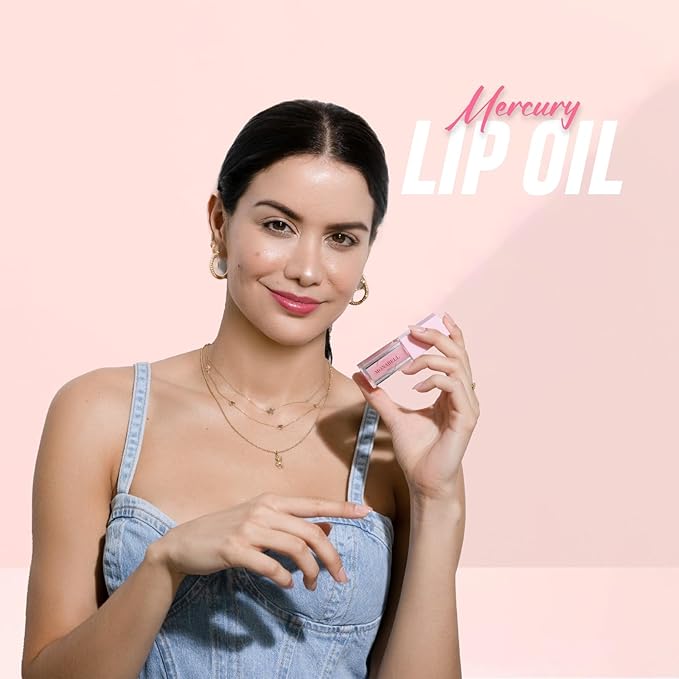 Hydrating Lip Glow Oil - Plumping Lip Oil Gloss Tinted for Lip Care and Dry Lips, Non Sticky & Fresh Texture, Shiny and Moisturizing (Mercury)