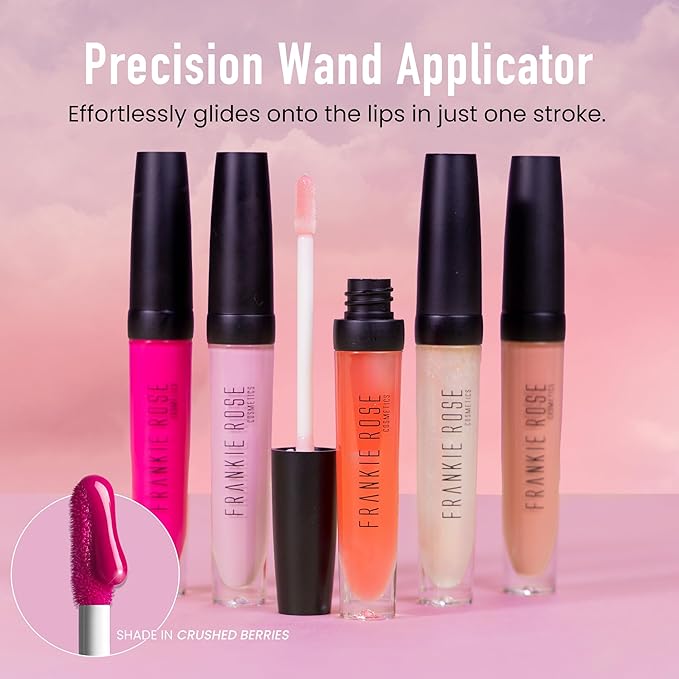 Frankie Rose Cosmetics Lip Gloss | Non-Sticky Formula, Long Lasting Lip Gloss, Bold Pigment & Hydrating Lip Gloss, Flirt Shimmer Lip Gloss, 20g