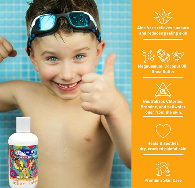 TRISWIM Kids Scented Body Lotion Skin Hydrating Moisturizer Chlorine Removal with Aloe Vera