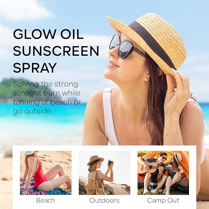 SPF Oil Sunscreen Spray,SPF Glow Oil Sunscreen Mist,Broad Spectrum Sunscreen Protection Oil Sunscreen Spray,SPF 50 PA++++,Hydration Body Sunscreen Oil Skin Sun UVA/UVB Protection 100ML